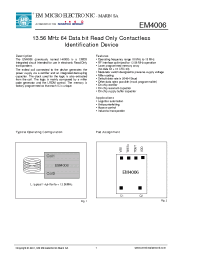 Datasheet EM4006F9WW7 производства EM Microelectronic