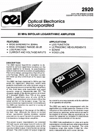 Datasheet OEI2920 manufacturer Неопределенные