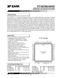 Datasheet ST16C654IJ68 производства Exar