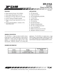 Datasheet XR-215ACP manufacturer Exar
