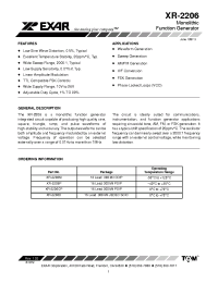 Datasheet XR2206P manufacturer Exar