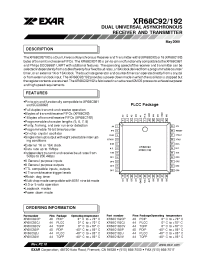 Datasheet XR68C192CJ manufacturer Exar