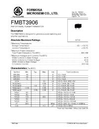 Datasheet FMBT3906 производства Formosa