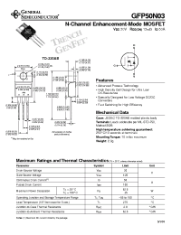 Datasheet GFP50N03 производства General Semiconductor