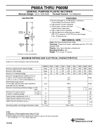 Datasheet P600B производства General Semiconductor