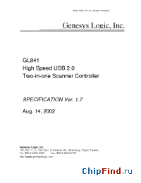 Datasheet GL841 manufacturer Genesys Logic