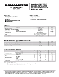 Datasheet R7110U-40 производства Hamamatsu