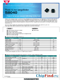 Datasheet S8040 производства Hamamatsu
