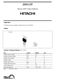 Datasheet 2SD1135 производства Hitachi