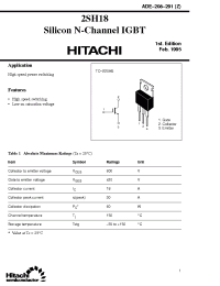 Datasheet 2SH18 производства Hitachi