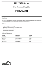 Datasheet HA17458PS manufacturer Hitachi