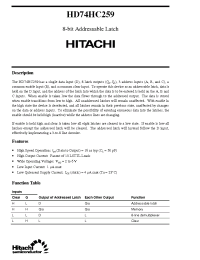 Datasheet HD74HC259 производства Hitachi