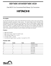 Datasheet HD74HC4518 производства Hitachi