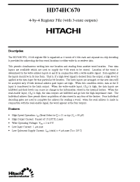 Datasheet HD74HC670 производства Hitachi