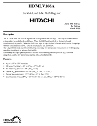 Datasheet HD74LV166A производства Hitachi