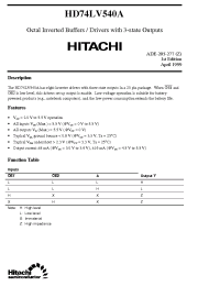 Datasheet HD74LV540A производства Hitachi