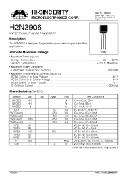 Datasheet H2N3906 manufacturer Hi-Sincerity