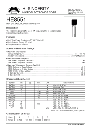 Datasheet HE8551 manufacturer Hi-Sincerity