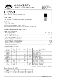 Datasheet HI3953 manufacturer Hi-Sincerity