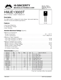 Datasheet HMJE13003T manufacturer Hi-Sincerity