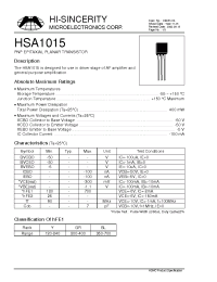 Datasheet HSA1015 производства Hi-Sincerity