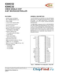 Datasheet IC80C52-40PL производства ICSI
