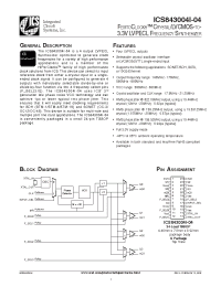 Datasheet ICS843004AGI-04T производства ICST