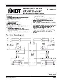 Datasheet IDT70V3389S4BC производства IDT