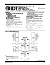 Datasheet IDT70V7339S133DDI производства IDT