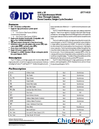 Datasheet IDT71V633S11 производства IDT