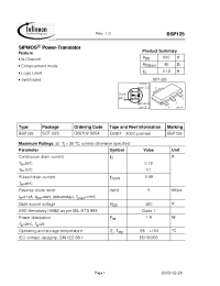 Datasheet BSP125E6327 производства Infineon