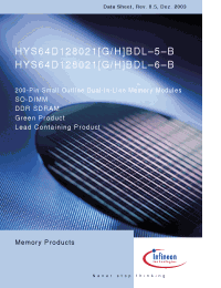 Datasheet HYS64D128021GBDL-6-B производства Infineon