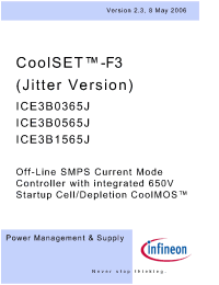 Datasheet ICE3B0565J производства Infineon