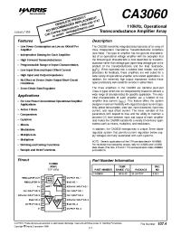 Datasheet CA3060E производства Intersil