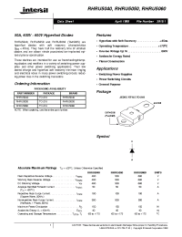 Datasheet RHRU5060 производства Intersil