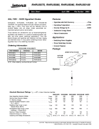 Datasheet RHRU5070 производства Intersil