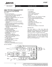 Datasheet X1227S8-2.7T1 manufacturer Intersil