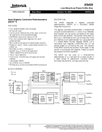 Datasheet X9409WS24-2.7 производства Intersil