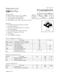 Datasheet FC40SA50FK производства IRF