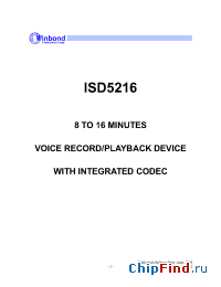 Datasheet ISD5216 производства ISD