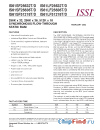 Datasheet IS61SF25632D-9B manufacturer ISSI