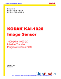 Datasheet KAI-1020 производства Kodak
