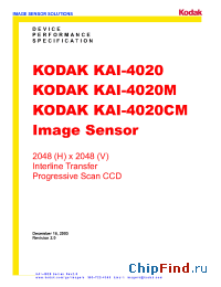 Datasheet KAI-4020 производства Kodak