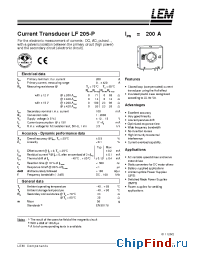 Datasheet LF205-P manufacturer LEM