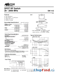 Datasheet SW-112PIN manufacturer M/A-COM