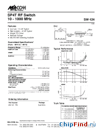 Datasheet SW-124 manufacturer M/A-COM
