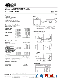 Datasheet SW-163PIN manufacturer M/A-COM