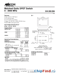 Datasheet SW-205 manufacturer M/A-COM