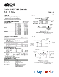 Datasheet SW-219BPIN manufacturer M/A-COM