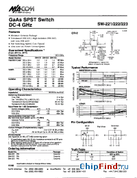 Datasheet SW-223PIN manufacturer M/A-COM